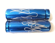 Steel Flame Grips - Blue - Click Image to Close